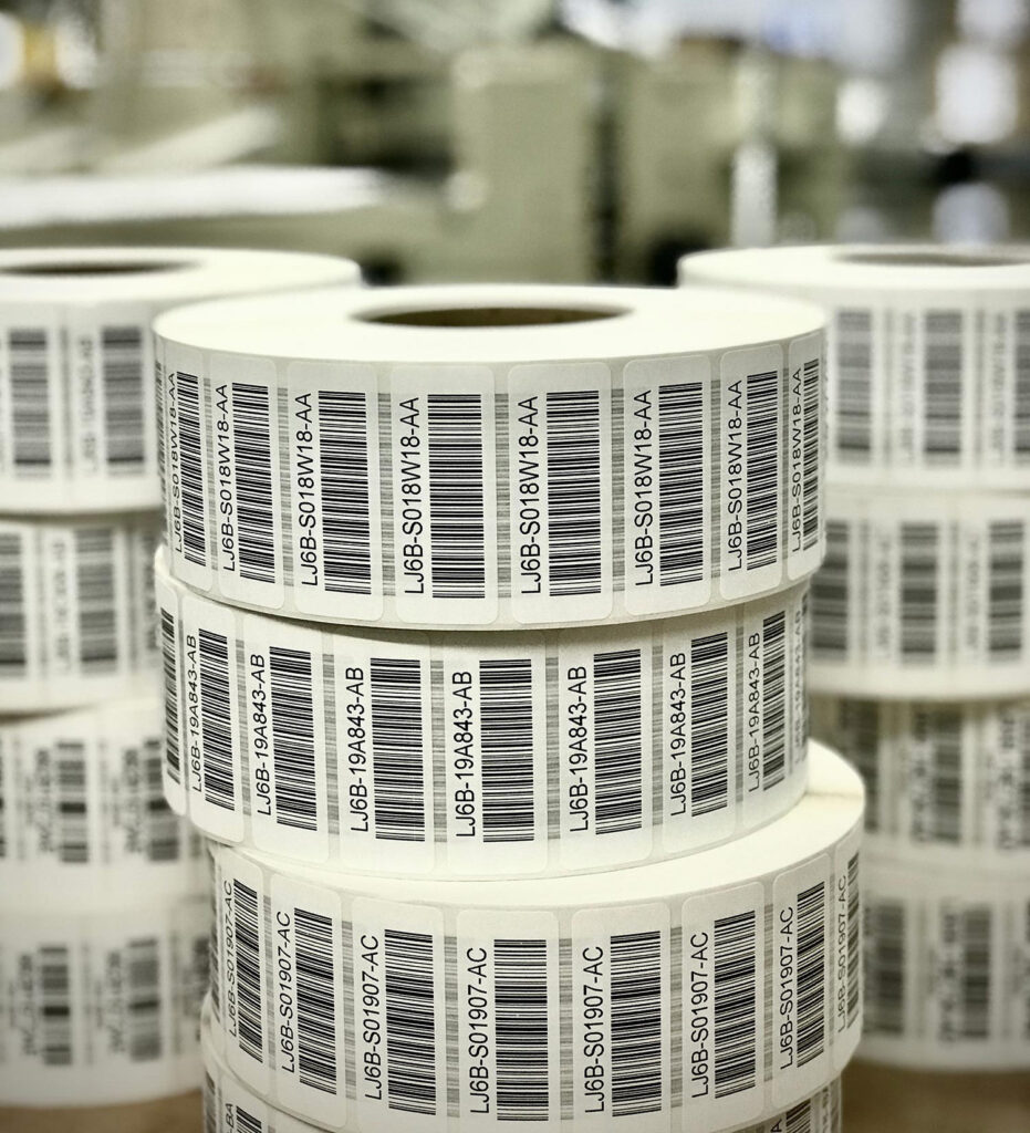 Rolls of barcode labels